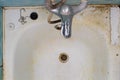 Very dirty bathroom. Very dirty bath, water drain, sewerage, water faucet mixer tap