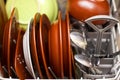 Dirty dishes in the dishwasher Royalty Free Stock Photo