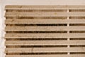 Very dirty and dusty white plastic ventilation grill. Ventilation shaft in the apartment. dirty air filter. House Royalty Free Stock Photo