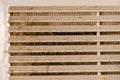 Very dirty and dusty white plastic ventilation grill. Ventilation shaft in the apartment. dirty air filter. House Royalty Free Stock Photo