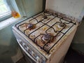 Very dirty and old gas stove in the kitchen Royalty Free Stock Photo