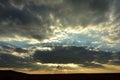 A very dramatic cloudscape with sun rays Royalty Free Stock Photo