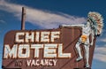 Retro 1950`s neon sign at an abandoned motel that has seen it`s better days