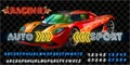 Very fast racing machine. Auto racing at Le Mans. Ring races. Of twenty-hour race. Icon of motorsports. Painted racing car. Front