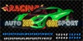 Very fast racing machine. Auto racing at Le Mans. Ring races. Of twenty-hour race. Icon of motorsports. Painted racing car. Front