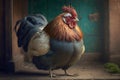 Very fat rooster, created with Generative AI technology