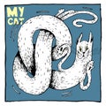 Very flexible, rubber cat. Color vector illustration, suitable for a poster, postcard, publication, on a T-shirt.