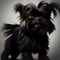 very fluffy black dog similar to the Affenpinscher breed