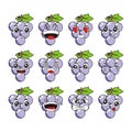 Vector illustration of a very fresh collection of cartoon grape with funny and smiling facial expressions