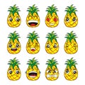 A very fresh and interesting collection of cartoon pineapple vector illustration