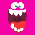 Very funny cartoon monster face. Halloween vector illustration,