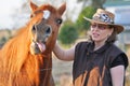 A very funny face of horse poking his tongue out Royalty Free Stock Photo