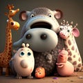 Very funny looking animals 3d cartoon