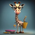 Very funny looking doctor Giraffe 3d cartoon