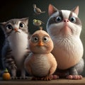 Very funny looking strange animals 3d cartoon