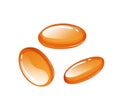 Very glossy oval orange caramel candies, vector Royalty Free Stock Photo