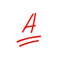Very good exam score, letter A illustration,  written with red marker Royalty Free Stock Photo