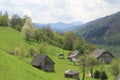 A very green view of Carpathian hills in a sunny day