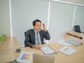 Very Happy asian business man in the office Royalty Free Stock Photo