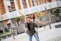 Very happy couple having a good time. Couple having fun. Smiling couple. Piggyback. Royalty Free Stock Photo