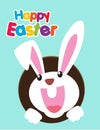 Very Happy Easter,bunny and egg with color background.