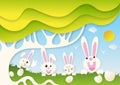 Very Happy Easter,bunny and egg with nature background