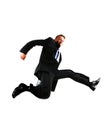 Very happy energetic businessman jumping into the