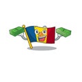 Very happy flag andorra Scroll character with money on hands