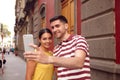 Very happy young couple taking a selfie Royalty Free Stock Photo