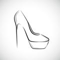 Very high women`s shoes fashion hand drawing