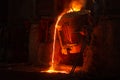 Very hot metal casting in a old steel factory Royalty Free Stock Photo