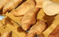 Very hot stuffed bread called Panzerotti with tomato and cheese Royalty Free Stock Photo