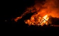 A huge fire, in the night Royalty Free Stock Photo