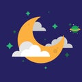This is a very interesting design drawing about Moon and planet Royalty Free Stock Photo