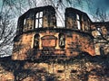 Very interesting walls, or ruins of an ancient castle with an interesting background