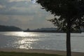 Barge on the Ohio River Royalty Free Stock Photo