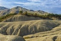 Very large ,deep soil cracks in mud volcanoes area Royalty Free Stock Photo