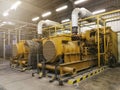 A very large electric diesel generator in factory for emergency,equipment plant modern technology industrial Royalty Free Stock Photo