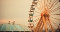 a very large ferris wheel is seen