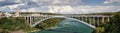 Very large panoramic view on the Niagara Falls International Rainbow Bridge Royalty Free Stock Photo