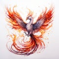 Hyper-realistic Phoenix Painting On White Background Royalty Free Stock Photo