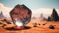 A very large rock in the middle of a desert, AI