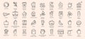 Very large set of line drawn coffee icons Royalty Free Stock Photo