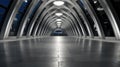 Very long tunnel pedestrian crossing, Tunnel in dark, Domed roof, Details of urban architecture at night