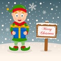 A Very Merry Christmas Sign - Happy Elf Royalty Free Stock Photo