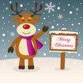 A Very Merry Christmas Sign - Reindeer Royalty Free Stock Photo