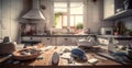 very messy unorganized and dirty kitchen, Generative AI Royalty Free Stock Photo