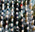 Very much stacked up wine bottles with corks Royalty Free Stock Photo