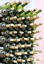 Very much stacked up wine bottles with corks Royalty Free Stock Photo