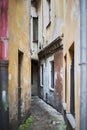 Very narrow and dirty alley in the old town